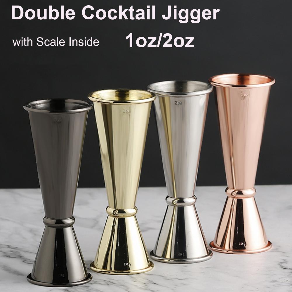 Spirit Measure Jigger - 1オンス 2オンス 新型デュアルデザイン ドリンクスピリット ステンレス製 内側に計量目盛り付き