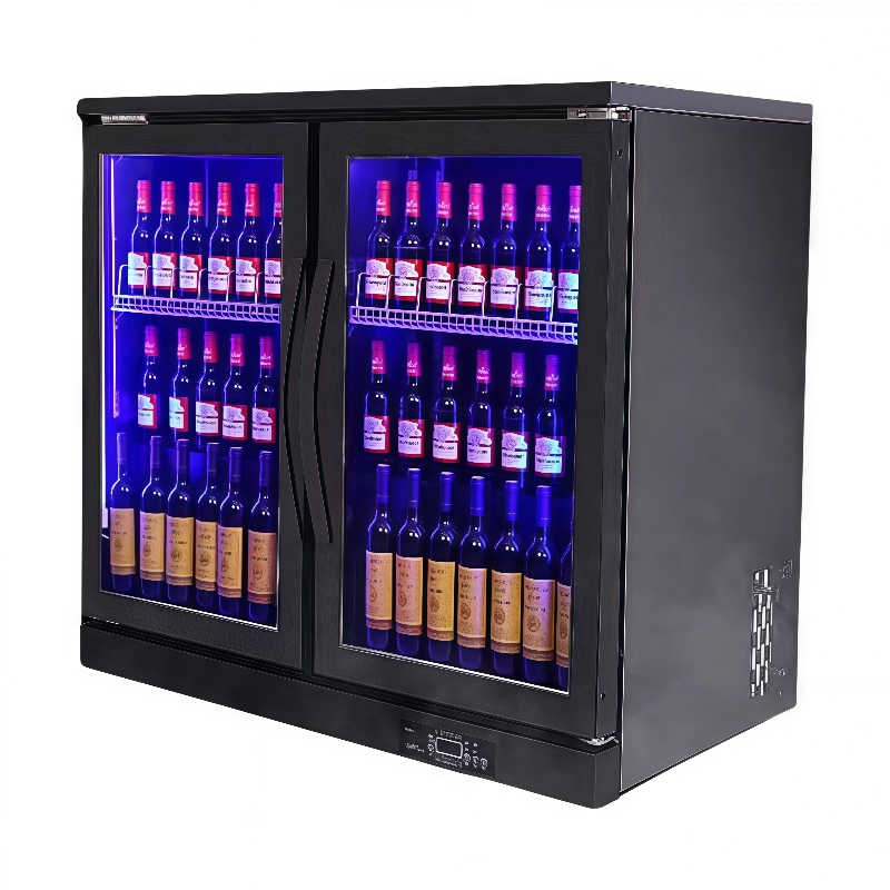 Beer Wine Zone - コンパクトな空冷式ミニドリンクディスプレイ冷凍庫、霜取り不要、ロック可能なバーキャビネット、ビール、ジュース、ワイン、業務用厨房保管用
