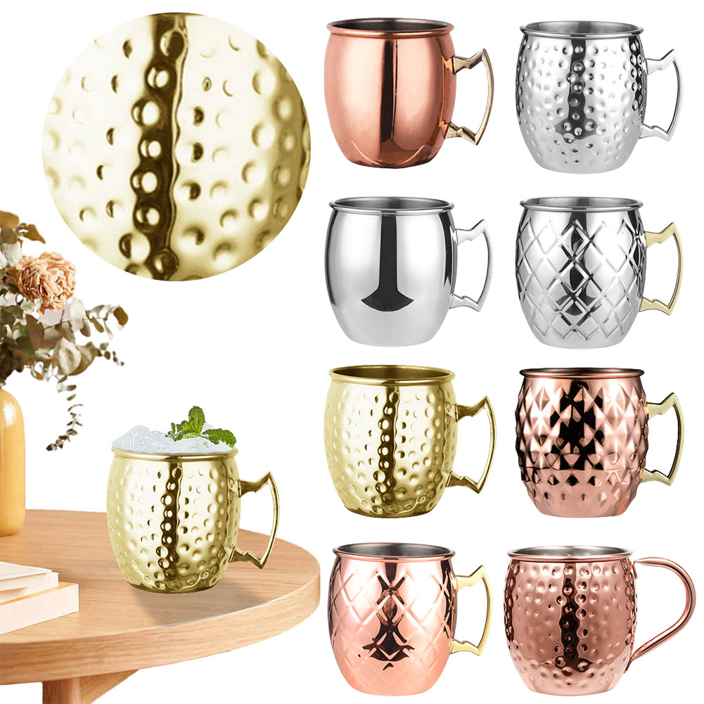 Wine Beer Coffee Drink - ステンレス鋼のコーヒーマグ,カクテルワインカップ,銅メッキ,ビールカップ,コーヒーカップ,家庭用ドリンク,バー器具,ハンマー,500ml