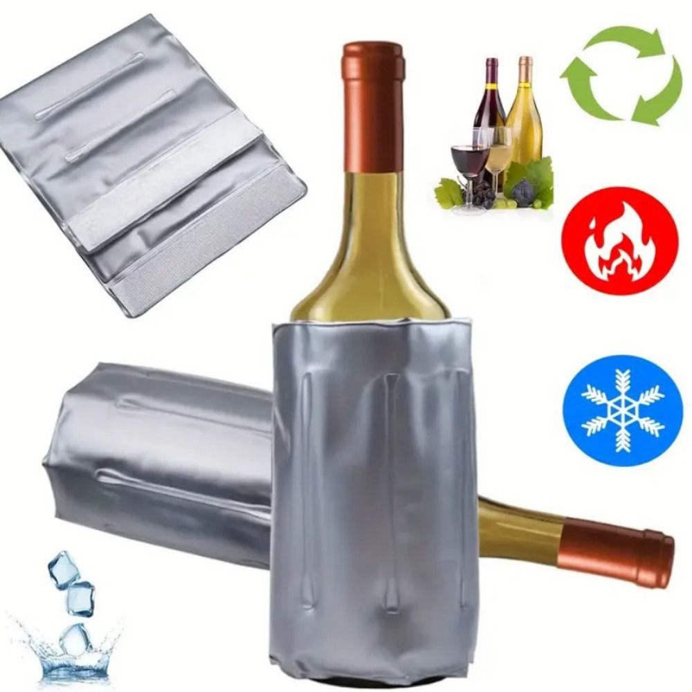 Wine Chiller Sleeve - 飲料バッグ 再利用可能なワインクーラーバッグ グレー 急速冷却ワインチラースリーブ 保温保冷ポータブルボトルクーラー アウトドア用