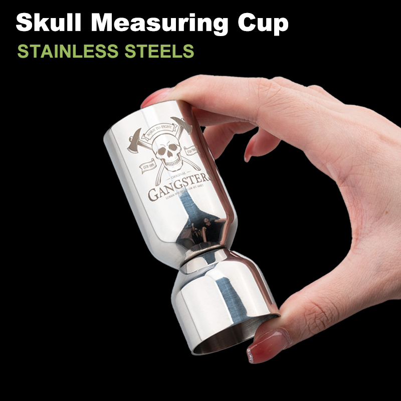Spirit Measure Jigger - バーキッチン用計量カップ 304ステンレス鋼製カクテル計量カップ ショットスピリットジガー スカル型計量カップ キッチンアクセサリー