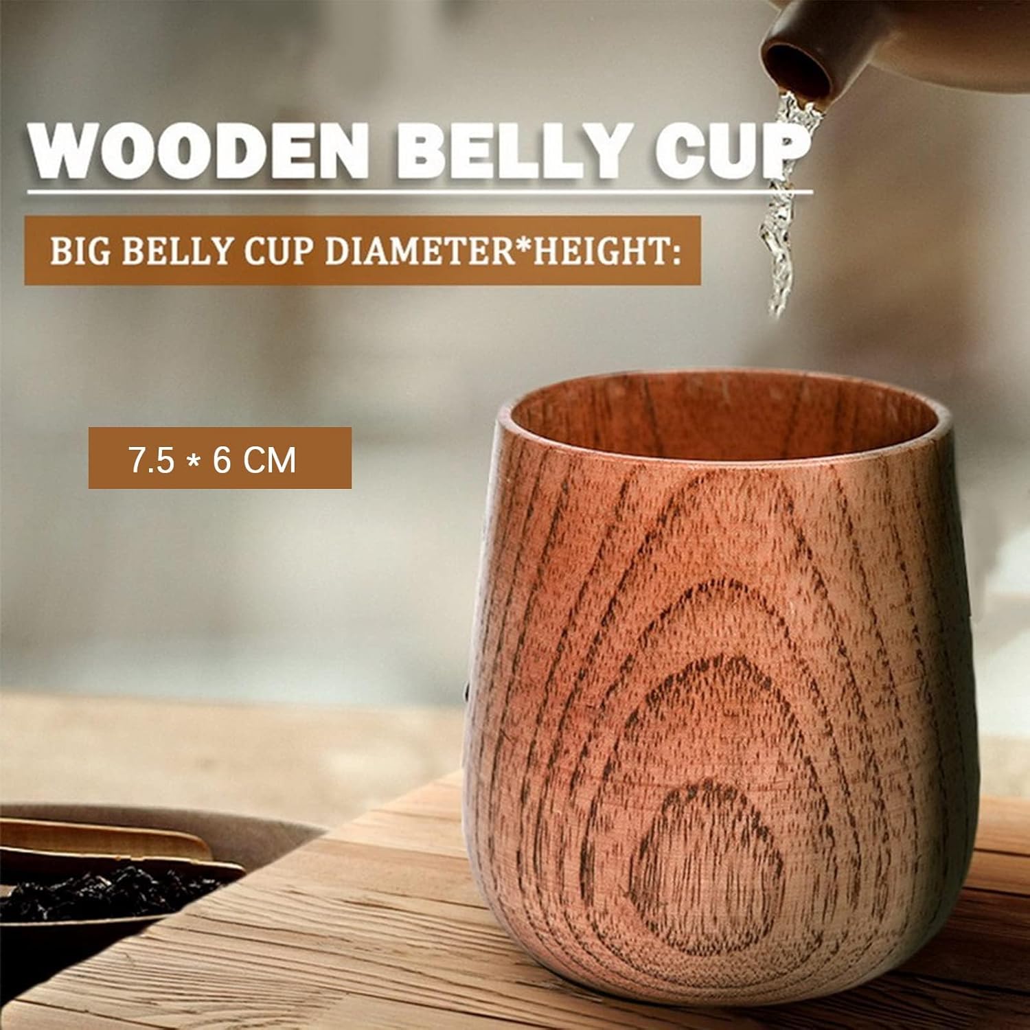木製ティーカップ 最高級天然無垢材ティーカップ 4個セット、 - Wine Beer Coffee Drink のレビューと価格