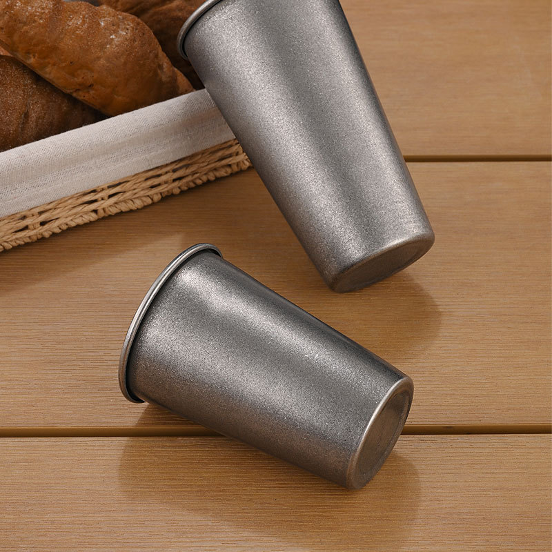 レトロなシルバーステンレス製ドリンクカップ、積み重ね可能なタ - Wine Beer Coffee Drink のレビューと価格