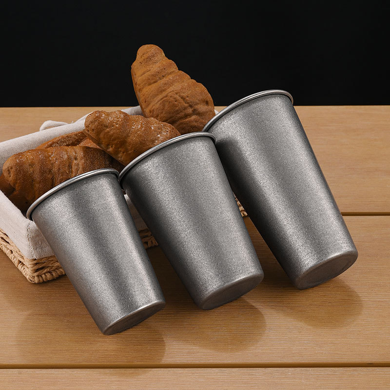 レトロなシルバーステンレス製ドリンクカップ、積み重ね可能なタ - Wine Beer Coffee Drink のレビューと価格