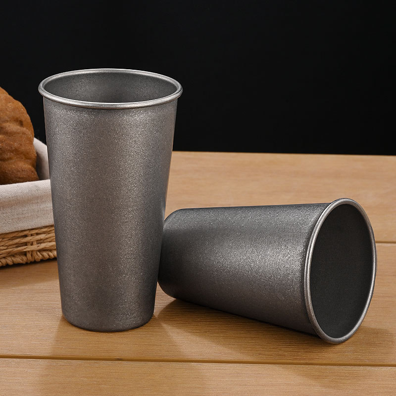 レトロなシルバーステンレス製ドリンクカップ、積み重ね可能なタ - Wine Beer Coffee Drink のレビューと価格
