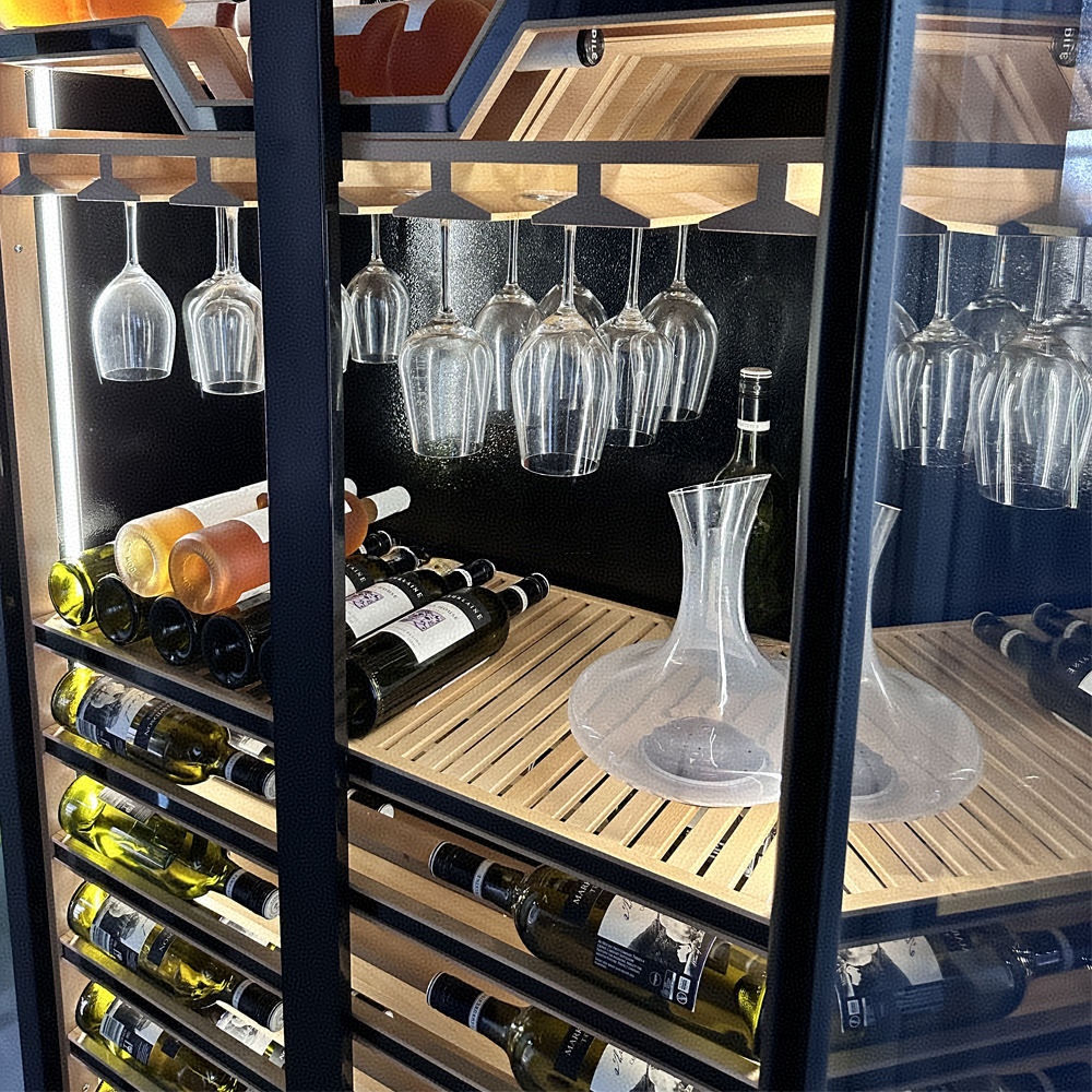 二つの強化ガラス扉、電池式加熱機能付き電動ワインクーラー、高 - Beer Wine Zone のレビューと価格